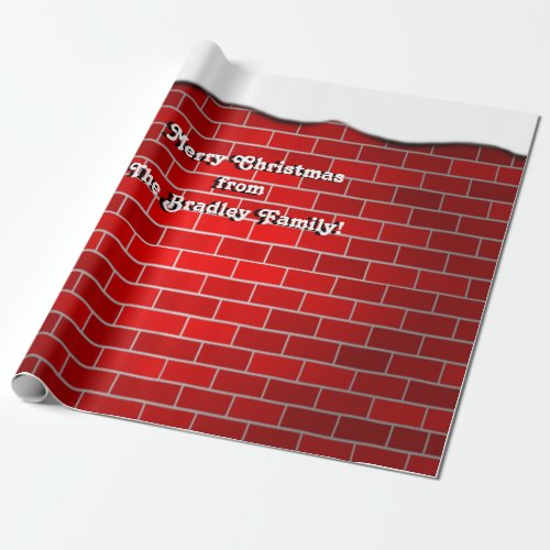 Red Brick with Snow Drift _ Snowy Top Wrapping Paper