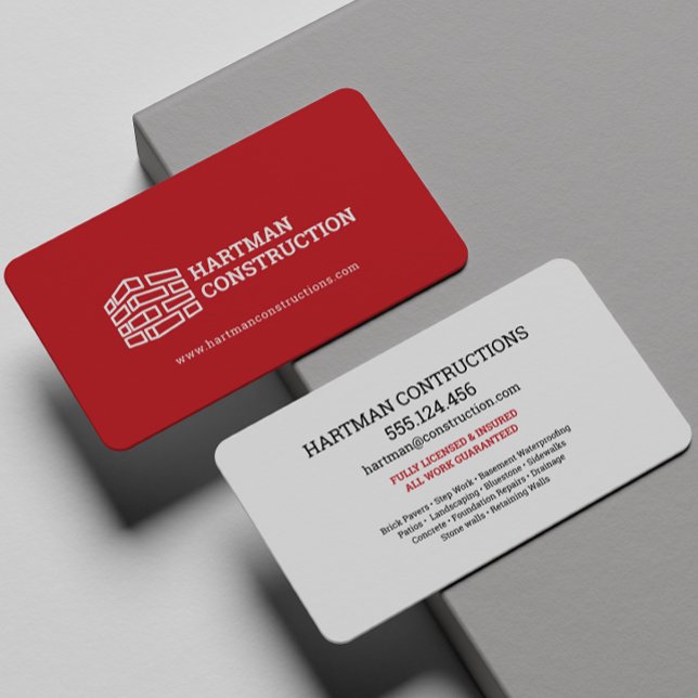 RED Bricks WALL Construction Carpenter Contractor  Business Card (Creator Uploaded)
