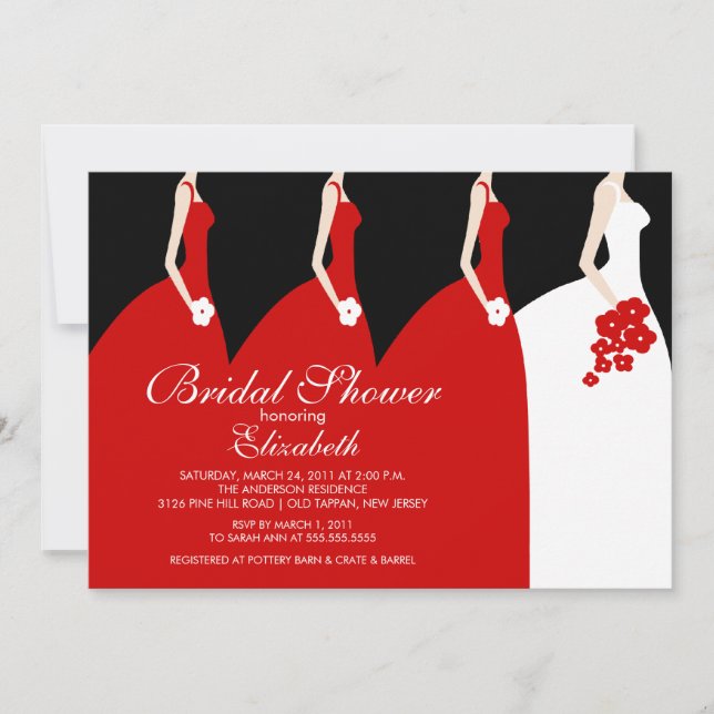 Red Bride Bridesmaids Bridal Shower Invitation (Front)