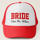 Red Bride Hat, Bride-to-Be Bachelorette Party Trucker Hat