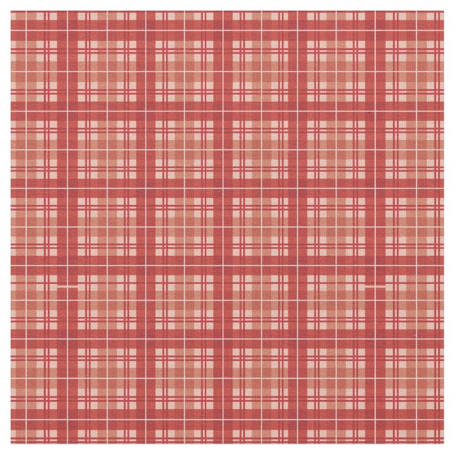 Red Bright Gingham Plaid Tartan Fabric (Close Up)