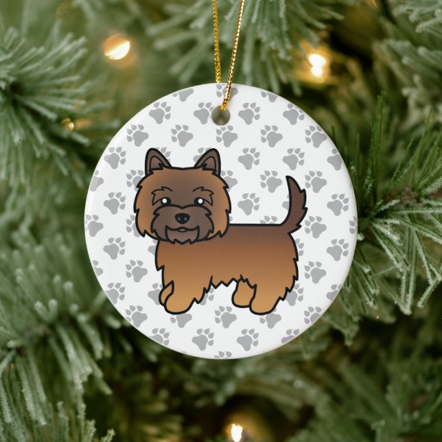 Red Brindle Cairn Terrier Cute Cartoon Dog Ceramic Ornament (Tree)