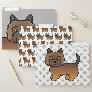 Red Brindle Cairn Terrier Cute Cartoon Dog File Folder