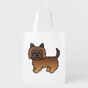 Red Brindle Cairn Terrier Cute Cartoon Dog Grocery Bag