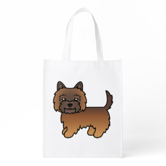 Red Brindle Cairn Terrier Cute Cartoon Dog Grocery Bag
