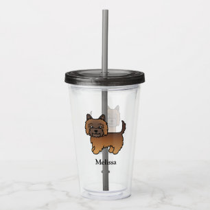 Red Brindle Cairn Terrier Cute Cartoon Dog & Name Acrylic Tumbler