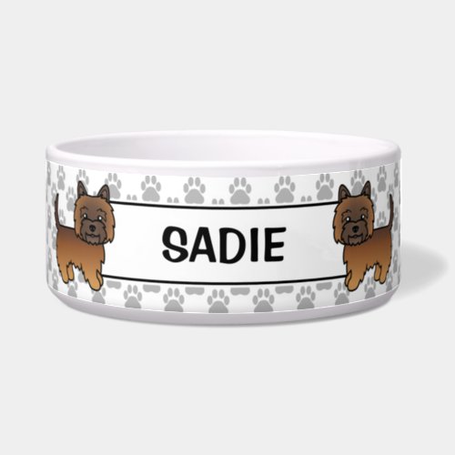 Red Brindle Cairn Terrier Cute Cartoon Dog  Name Bowl