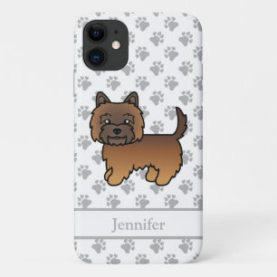 Red Brindle Cairn Terrier Cute Cartoon Dog & Name iPhone 11 Case