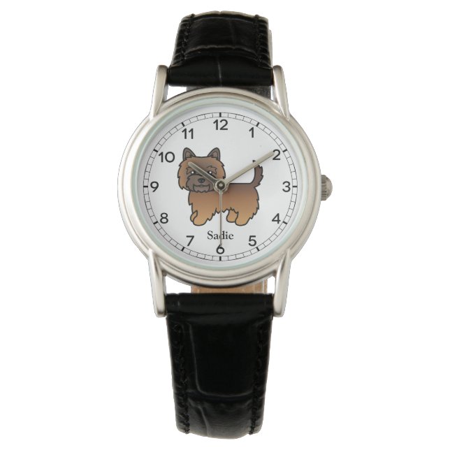 Red Brindle Cairn Terrier Cute Cartoon Dog & Name Watch (Front)