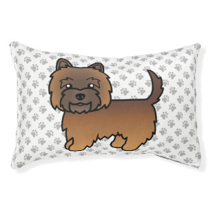 Red Brindle Cairn Terrier Cute Cartoon Dog & Paws Pet Bed