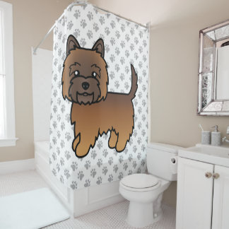 Red Brindle Cairn Terrier Cute Cartoon Dog Shower Curtain
