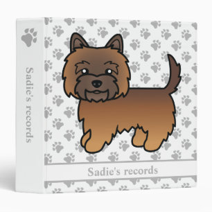 Red Brindle Cairn Terrier Cute Cartoon Dog & Text 3 Ring Binder