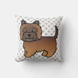 Red Brindle Cairn Terrier Cute Cartoon Dog Throw Pillow