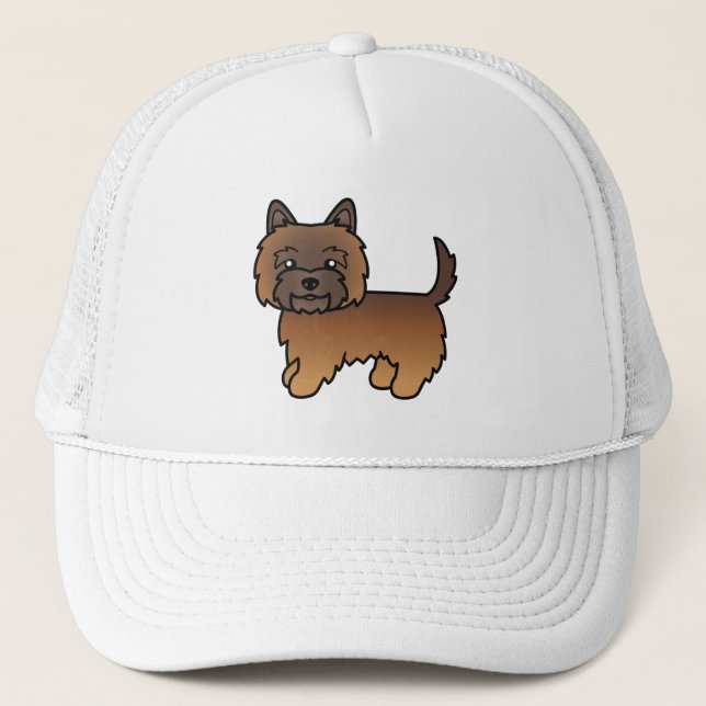 Red Brindle Cairn Terrier Cute Cartoon Dog Trucker Hat (Front)