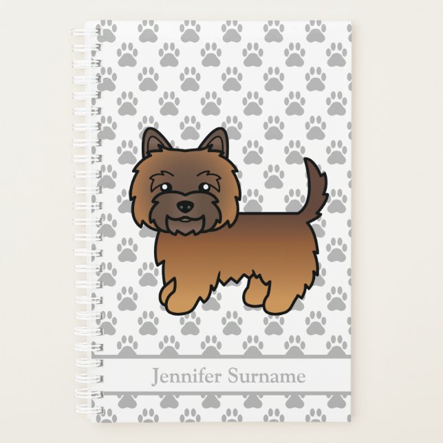 Red Brindle Cairn Terrier Cute Dog & Custom Name Planner (Front)