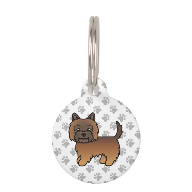 Red Brindle Cairn Terrier Cute Dog & Pet's Info Pet ID Tag (Front)