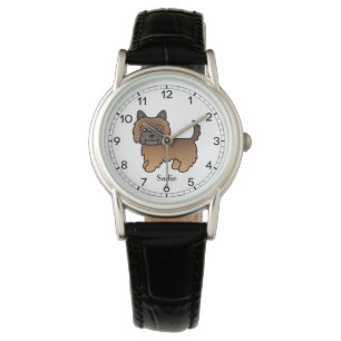 Red Brindle Cairn Terrier Dog & Custom Name Watch