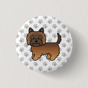 Red Brindle Cairn Terrier Dog Illustration Paws Button