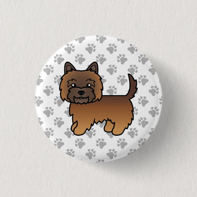 Red Brindle Cairn Terrier Dog Illustration Paws Button (Front)