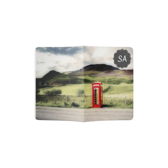 Red British Phone Booth in Scotland Passport Cover (Opened)