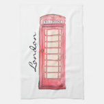 Red British Phone Booth - Kitchen Towel at Zazzle