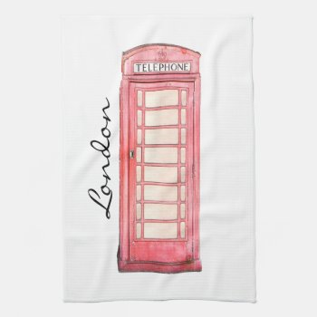Red British Phone Booth - Kitchen Towel by hutsul at Zazzle