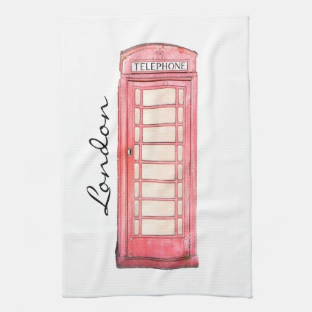 Red British Phone Booth - Kitchen Towel