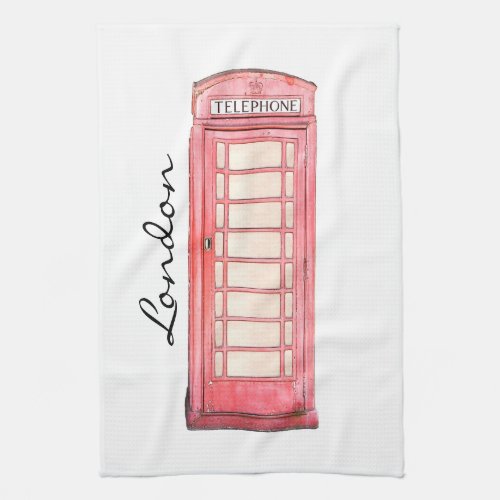 Red British phone booth _ kitchen towel