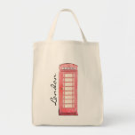 Red British phone booth - London tote Bag