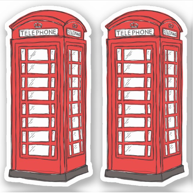 Red British phone box booths Sticker (Front)