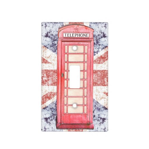 red british phone box on Union Jack Light Switch Cover