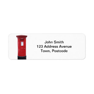 Red British Post box Label