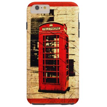 Red British Telephone Booth Red Border Tough Iphone 6 Plus Case by jonicool at Zazzle