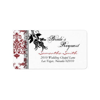 Red Brocade Address Label