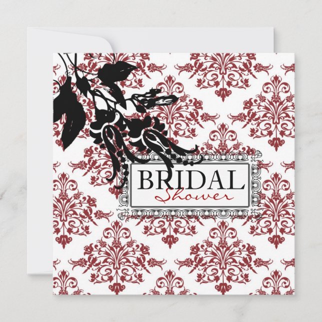 Red Brocade BRS Invitation Square (Front)