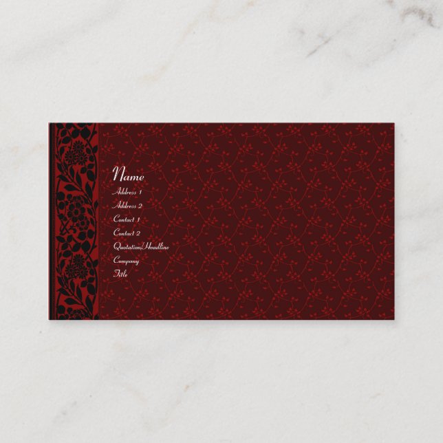 Red Brocade Gothic Vintage Business Card (Front)