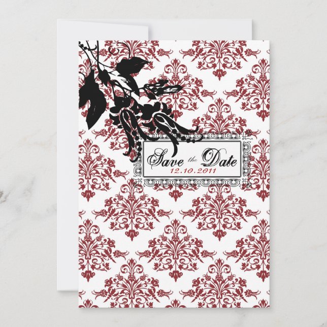 Red Brocade SD Invitation Card (Front)