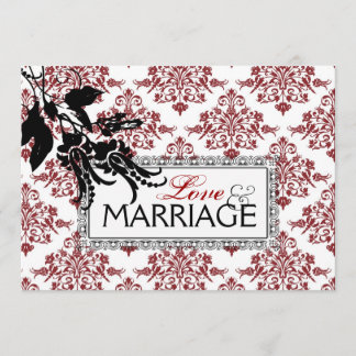Red Brocade Wedding Invitation Card