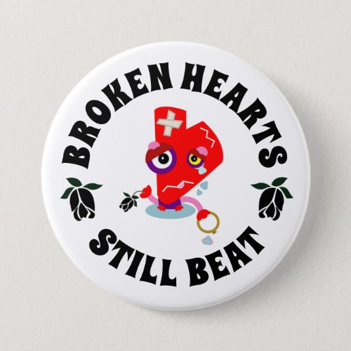 Red Broken Heart Anti_Valentines Day Cartoon Button