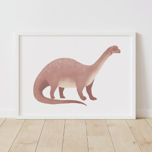 Red Brontosaurus Dinosaur Wall Art Poster