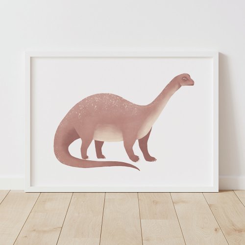 Red Brontosaurus Dinosaur Wall Art Poster