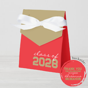 Red & Bronze Gold Graduation Favor Boxes