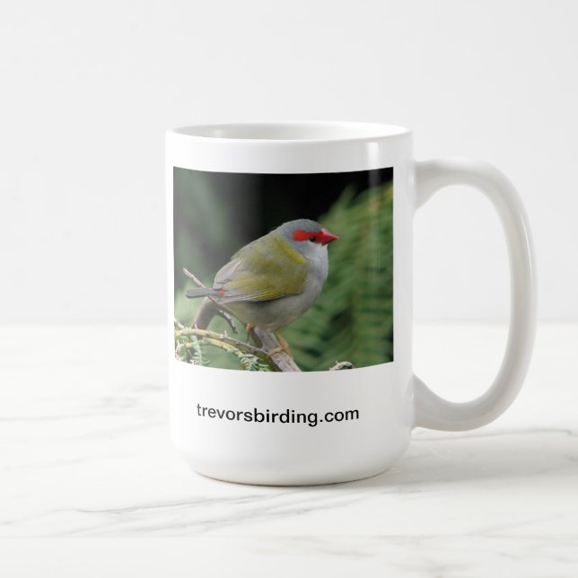 Red browed finch coffee mug (Right)
