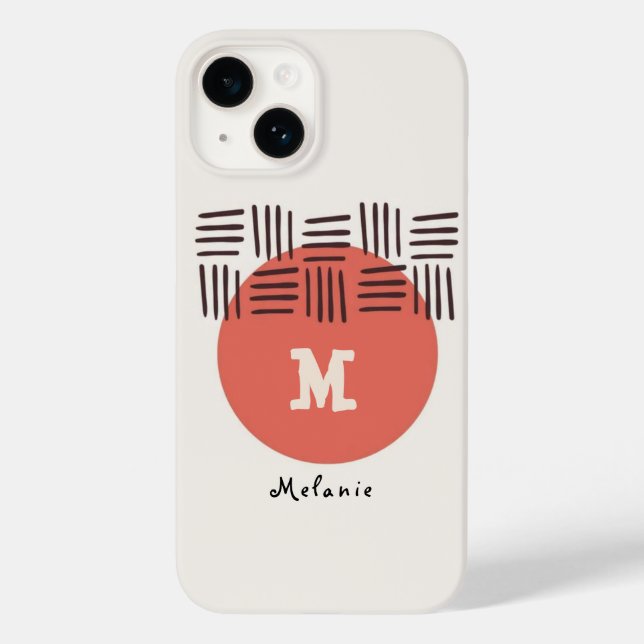 Red brown abstract aesthetic minimal Monogram Case-Mate iPhone Case (Back)