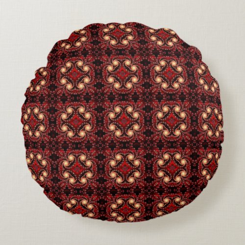 Red Brown Ancient Oriental Carpet Rug Imitation Round Pillow