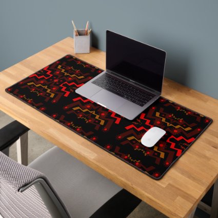 Red Brown and Black  Lightning Abstract Desk Mat