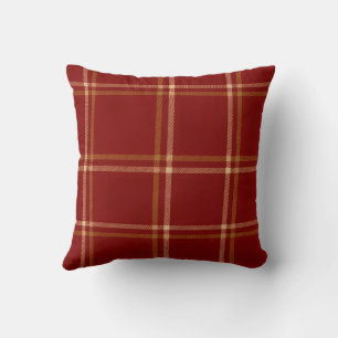 Red, Brown, and Cream Scottish Heritage Tartan Throw Pillow