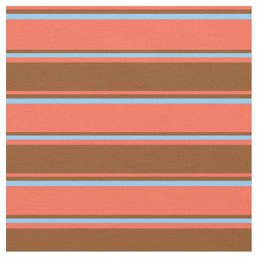 Red, Brown, and Light Sky Blue Lined Pattern Fabric