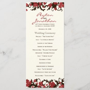 Red Brown Autumn Leaves Wedding Programs by RenImasa at Zazzle