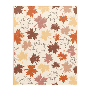 Red brown beige maple leaves fall design acrylic print